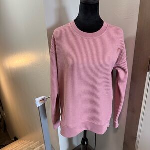 L.L.‎ Bean Women's Birchwood Brushed Waffle Top Crewneck Washed Orchid Pink XS